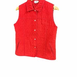 Granny Vibrant Red Quilted Polyester Vest by Juli